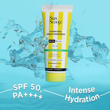 Sunscoop Hydrating Sunscreen | SPF 50+, PA++++ | Mineral Oil & Petroleum Free | Hydrating | Non-Comedogenic | No white cast | 45g